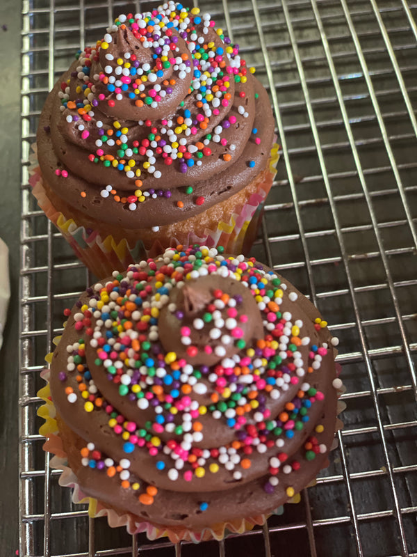 1/2 Dozen Funfetti Cupcakes with Chocolate Frosting