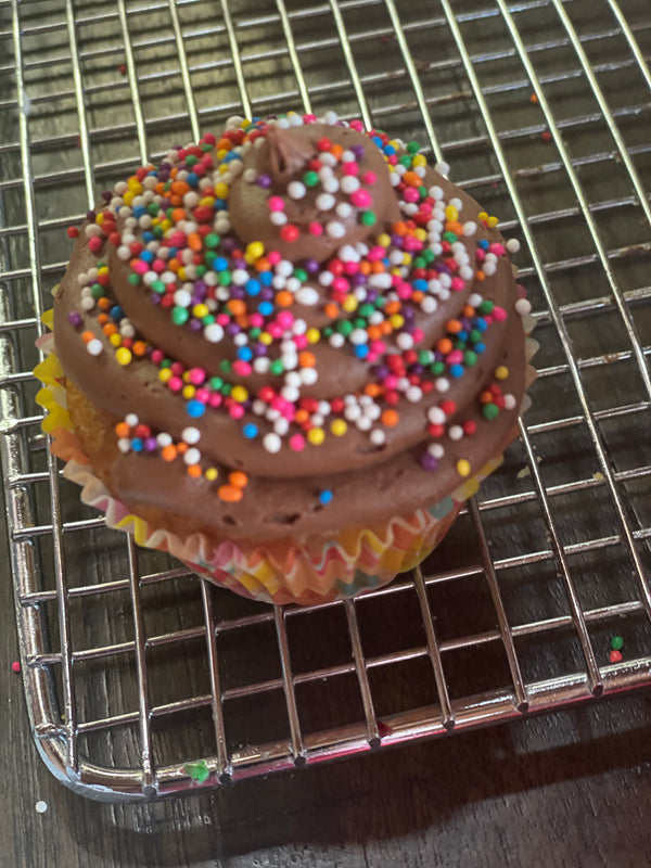 1/2 Dozen Funfetti Cupcakes with Chocolate Frosting