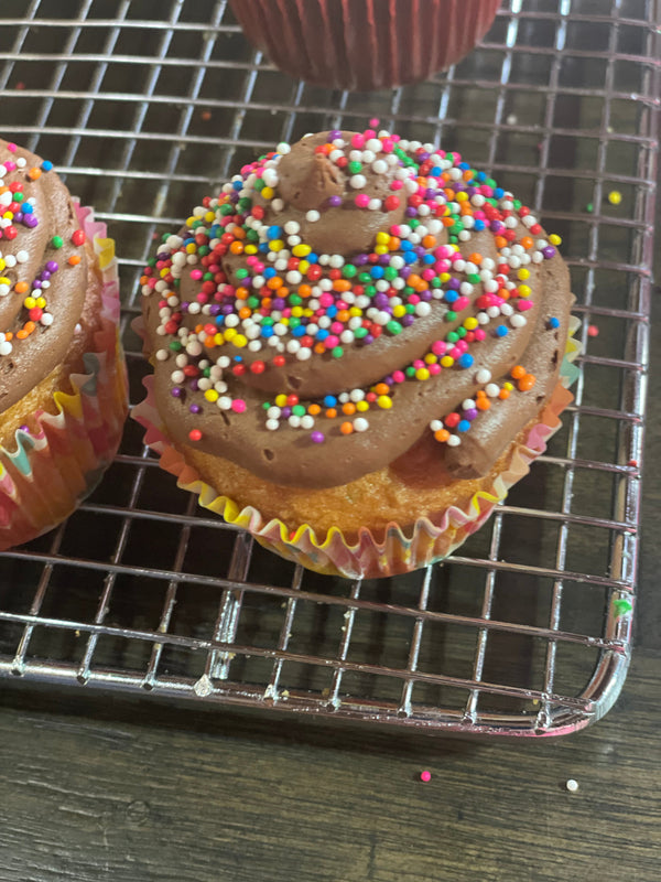 1 Dozen Funfetti Cupcakes with Chocolate Frosting