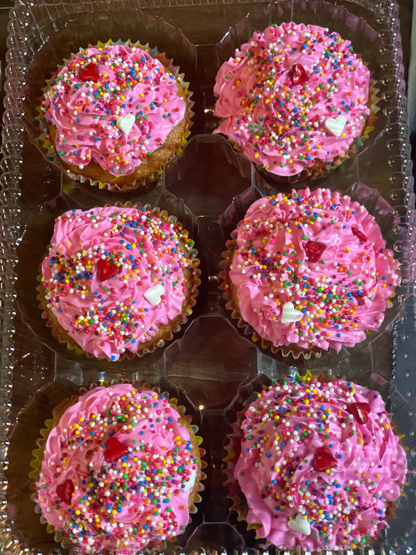 1/2 Dozen Vanilla Cupcake With Pink Frosting